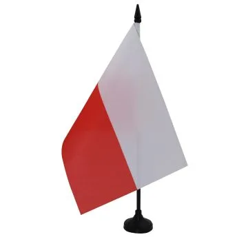 DRAPEAU DE TABLE POLOGNE 21x14cm - PETIT DRAPEAUX DE BUREAU POLONAIS 14 x 21 cm