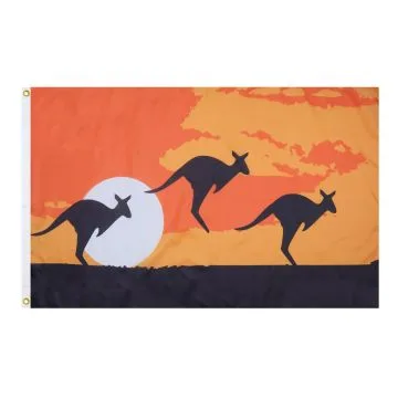 DRAPEAU KANGOUROU DESERT AUSTRALIEN 150x90cm - DRAPEAU KANGOUROUS D\'AUSTRALIE 90 x 150 cm - DRAPEAUX