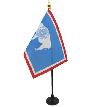 DRAPEAU DE TABLE WYOMING 15x10cm - PETIT DRAPEAUX DE BUREAU ETAT AMÉRICAIN - USA - ETATS-UNIS 10 x 15 cm pointe dorée