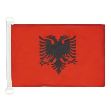 PAVILLON NAUTIQUE ALBANIE 45x30cm - DRAPEAU DE BATEAU ALBANAIS 30 x 45 cm