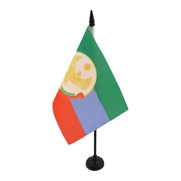 DRAPEAU DE TABLE RÉPUBLIQUE DU DAGUESTAN AVEC ARMES 21x14cm - PETIT DRAPEAUX DE BUREAU DAGHESTAN - DAGESTAN - RUSSIE 14 x 21 cm