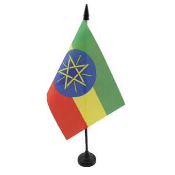 DRAPEAU DE TABLE ETHIOPIE 15x10cm - PETIT DRAPEAUX DE BUREAU ETHIOPIEN 10 x 15 cm