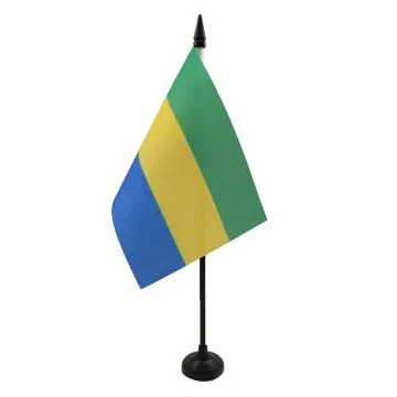 DRAPEAU DE TABLE GABON 15x10cm - PETIT DRAPEAUX DE BUREAU GABONAIS 10 x 15 cm