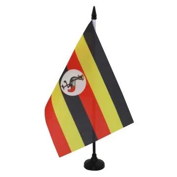 DRAPEAU DE TABLE OUGANDA 21x14cm - PETIT DRAPEAUX DE BUREAU OUGANDAIS 14 x 21 cm