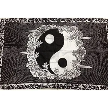 DRAPEAU YIN ET YANG 150x90cm - DRAPEAU CHINOIS - CHINE 90 x 150 cm - DRAPEAUX