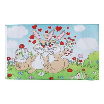 DRAPEAU LAPIN DE PAQUES 150x90cm - DRAPEAU EASTER BUNNIES 90 x 150 cm - DRAPEAUX