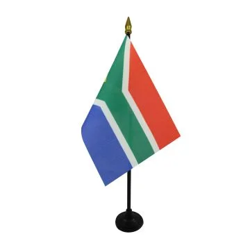 DRAPEAU DE TABLE AFRIQUE DU SUD 15x10cm - PETIT DRAPEAUX DE BUREAU SUD AFRICAIN 10 x 15 cm pointe dorée