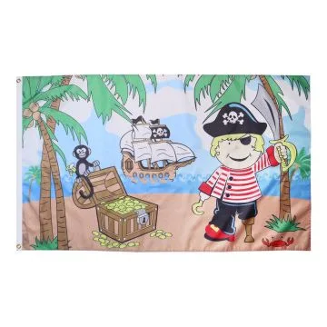 DRAPEAU GARÇON PIRATE ÎLE AU TRÉSOR 150x90cm - DRAPEAU CORSAIRE TÊTE DE MORT 90 x 150 cm - DRAPEAUX