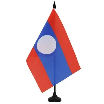 DRAPEAU DE TABLE LAOS 21x14cm - PETIT DRAPEAUX DE BUREAU LAOSIEN 14 x 21 cm