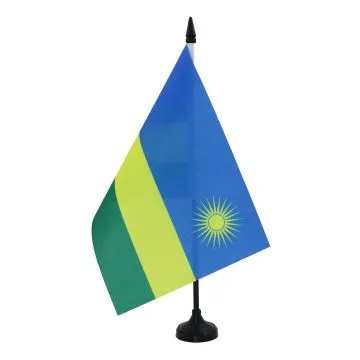 DRAPEAU DE TABLE RWANDA 21x14cm - PETIT DRAPEAUX DE BUREAU RWANDAIS 14 x 21 cm