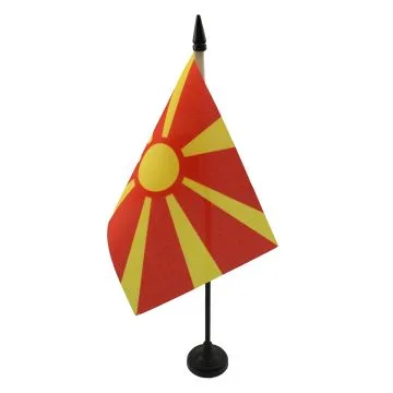 DRAPEAU DE TABLE MACÉDOINE 15x10cm - PETIT DRAPEAUX DE BUREAU MACÉDONIEN 10 x 15 cm