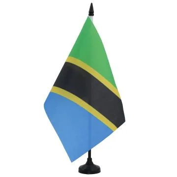 DRAPEAU DE TABLE TANZANIE 21x14cm - PETIT DRAPEAUX DE BUREAU TANZANIEN 14 x 21 cm