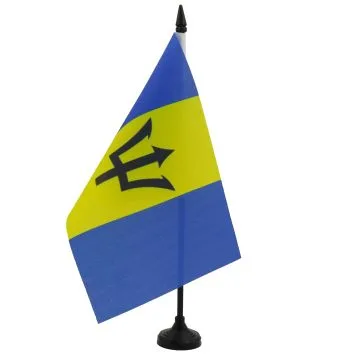 DRAPEAU DE TABLE BARBADE 21x14cm - PETIT DRAPEAUX DE BUREAU BARBADIEN 14 x 21 cm