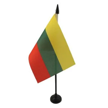 DRAPEAU DE TABLE LITUANIE 15x10cm - PETIT DRAPEAUX DE BUREAU LITUANIEN 10 x 15 cm