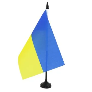 DRAPEAU DE TABLE UKRAINE 21x14cm - PETIT DRAPEAUX DE BUREAU UKRAINIEN 14 x 21 cm