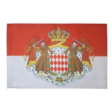 DRAPEAU MONACO AVEC ARMES 150x90cm - DRAPEAU MONÍ?GASQUE ARMOIRIES - ECUSSON 90 x 150 cm Fourreau pour hampe