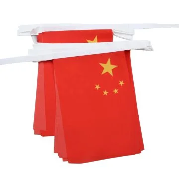 Guirlande 12 mètres 20 Drapeaux Chine 45x30 cm - Drapeau chinois 30 x 45 cm