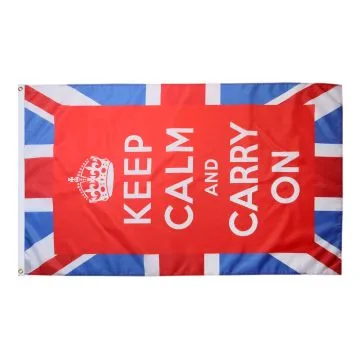 DRAPEAU KEEP CALM AND CARRY ON 150x90cm - DRAPEAU ANGLAIS - ROYAUME-UNI - UK 90 x 150 cm - DRAPEAUX