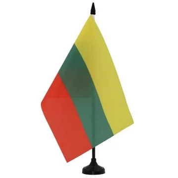 DRAPEAU DE TABLE LITUANIE 21x14cm - PETIT DRAPEAUX DE BUREAU LITUANIEN 14 x 21 cm