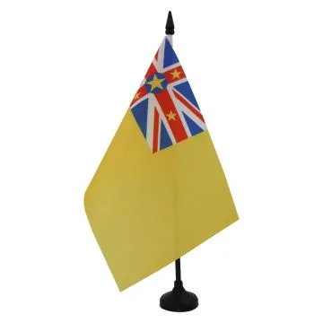 DRAPEAU DE TABLE NIUE 21x14cm - PETIT DRAPEAUX DE BUREAU NIUÉEN 14 x 21 cm