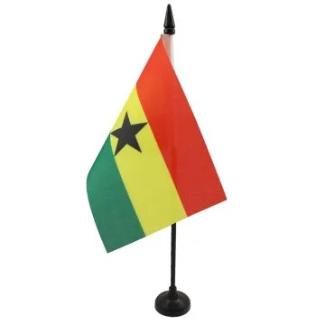 DRAPEAU DE TABLE GHANA 15x10cm - PETIT DRAPEAUX DE BUREAU GHANÉEN  10 x 15 cm