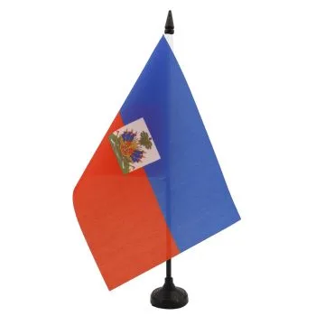 DRAPEAU DE TABLE HAÏTI 21x14cm - PETIT DRAPEAUX DE BUREAU HAÏTIEN 14 x 21 cm