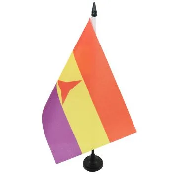DRAPEAU DE TABLE ESPAGNOL RÉPUBLICAIN BRIGADES INTERNATIONALES 21x14cm - PETIT DRAPEAUX DE BUREAU ESPAGNE RÉPUBLICAINE 14 x 21 cm