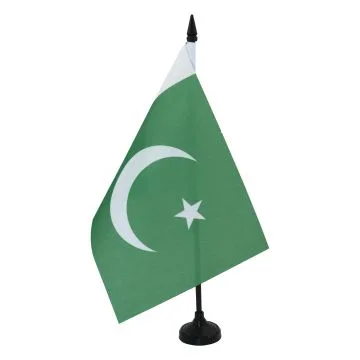 DRAPEAU DE TABLE PAKISTAN 21x14cm - PETIT DRAPEAUX DE BUREAU PAKISTANAIS 14 x 21 cm