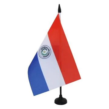 DRAPEAU DE TABLE PARAGUAY 21x14cm - PETIT DRAPEAUX DE BUREAU PARAGUAYEN 14 x 21 cm
