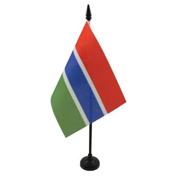DRAPEAU DE TABLE GAMBIE 15x10cm - PETIT DRAPEAUX DE BUREAU GAMBIEN 10 x 15 cm