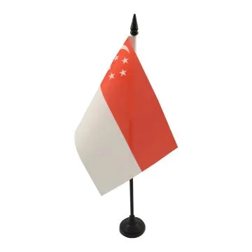 DRAPEAU DE TABLE SINGAPOUR 15x10cm - PETIT DRAPEAUX DE BUREAU SINGAPOURIEN 10 x 15 cm