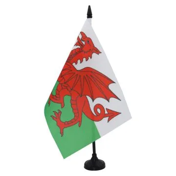 DRAPEAU DE TABLE PAYS DE GALLES 21x14cm - PETIT DRAPEAUX DE BUREAU GALLOIS 14 x 21 cm