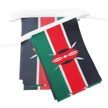 Guirlande 12 mètres 20 Drapeaux Kenya 45x30 cm - Drapeau kenyan 30 x 45 cm