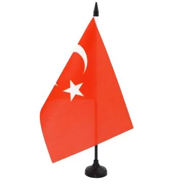 DRAPEAU DE TABLE TURQUIE 21x14cm - PETIT DRAPEAUX DE BUREAU TURC 14 x 21 cm