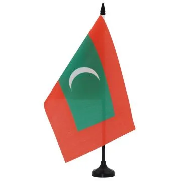 DRAPEAU DE TABLE MALDIVES 21x14cm - PETIT DRAPEAUX DE BUREAU MALDIVIEN 14 x 21 cm