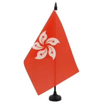 DRAPEAU DE TABLE HONG KONG 21x14cm - PETIT DRAPEAUX DE BUREAU HONGKONGAIS 14 x 21 cm