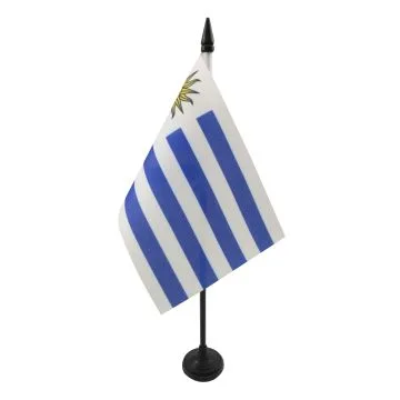 DRAPEAU DE TABLE URUGUAY 15x10cm - PETIT DRAPEAUX DE BUREAU URUGUAYEN 10 x 15 cm