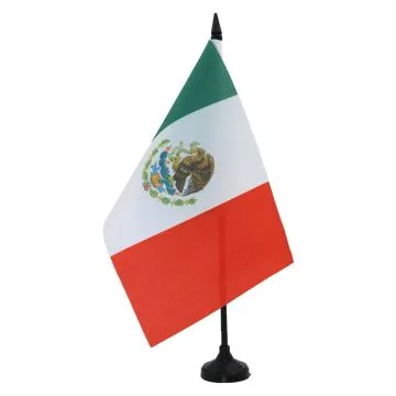 DRAPEAU DE TABLE MEXIQUE 21x14cm - PETIT DRAPEAUX DE BUREAU MEXICAIN 14 x 21 cm