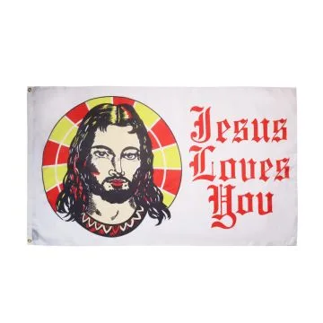 DRAPEAU JESUS LOVES YOU 150x90cm - DRAPEAU CATHOLIQUE - JESUS VOUS AIME 90 x 150 cm - DRAPEAUX