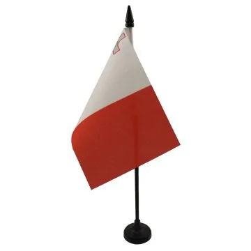 DRAPEAU DE TABLE MALTE 15x10cm - PETIT DRAPEAUX DE BUREAU MALTAIS 10 x 15 cm