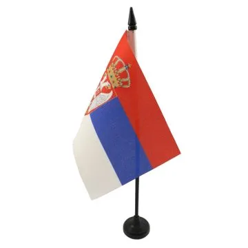 DRAPEAU DE TABLE SERBIE 15x10cm - PETIT DRAPEAUX DE BUREAU SERBE 10 x 15 cm