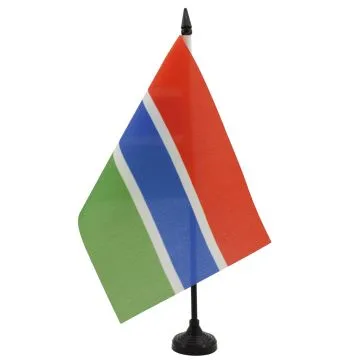DRAPEAU DE TABLE GAMBIE 21x14cm - PETIT DRAPEAUX DE BUREAU GAMBIEN 14 x 21 cm