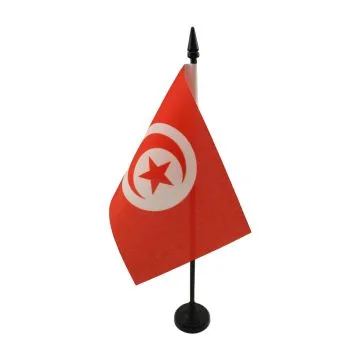 DRAPEAU DE TABLE TUNISIE 15x10cm - PETIT DRAPEAUX DE BUREAU TUNISIEN 10 x 15 cm