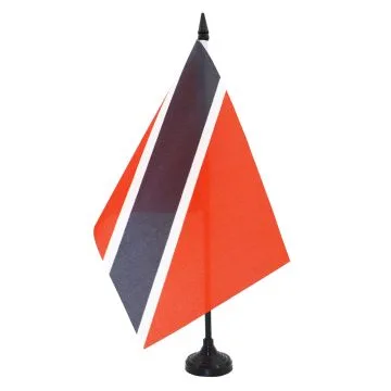 DRAPEAU DE TABLE TRINIDAD-ET-TOBAGO 21x14cm - PETIT DRAPEAUX DE BUREAU TRINIDADIEN 14 x 21 cm