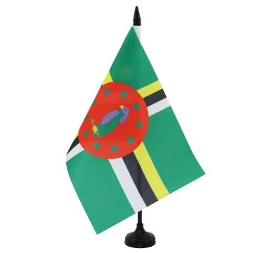 DRAPEAU DE TABLE DOMINIQUE 21x14cm - PETIT DRAPEAUX DE BUREAU DOMINIQUAIS 14 x 21 cm