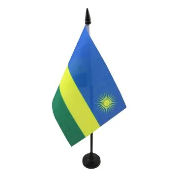 DRAPEAU DE TABLE RWANDA 15x10cm - PETIT DRAPEAUX DE BUREAU RWANDAIS 10 x 15 cm