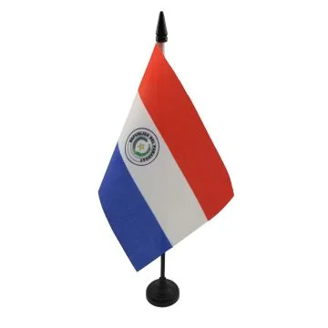 DRAPEAU DE TABLE PARAGUAY 15x10cm - PETIT DRAPEAUX DE BUREAU PARAGUAYEN 10 x 15 cm