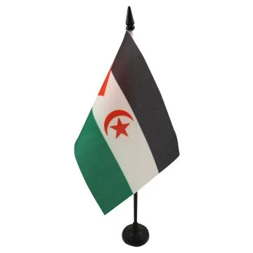 DRAPEAU DE TABLE SAHARA OCCIDENTAL 15x10cm - PETIT DRAPEAUX DE BUREAU SAHRAOUI 10 x 15 cm
