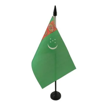 DRAPEAU DE TABLE TURKMÉNISTAN 15x10cm - PETIT DRAPEAUX DE BUREAU TURKMÈNE 10 x 15 cm