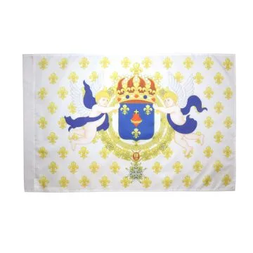 DRAPEAU ROYAUME DE FRANCE C?UR DE JÉSUS 90x60cm - DRAPEAU ROYALISTE ANCIEN RÉGIME SACRÉ C?UR - ROI 60 x 90 cm Fourreau pour hampe